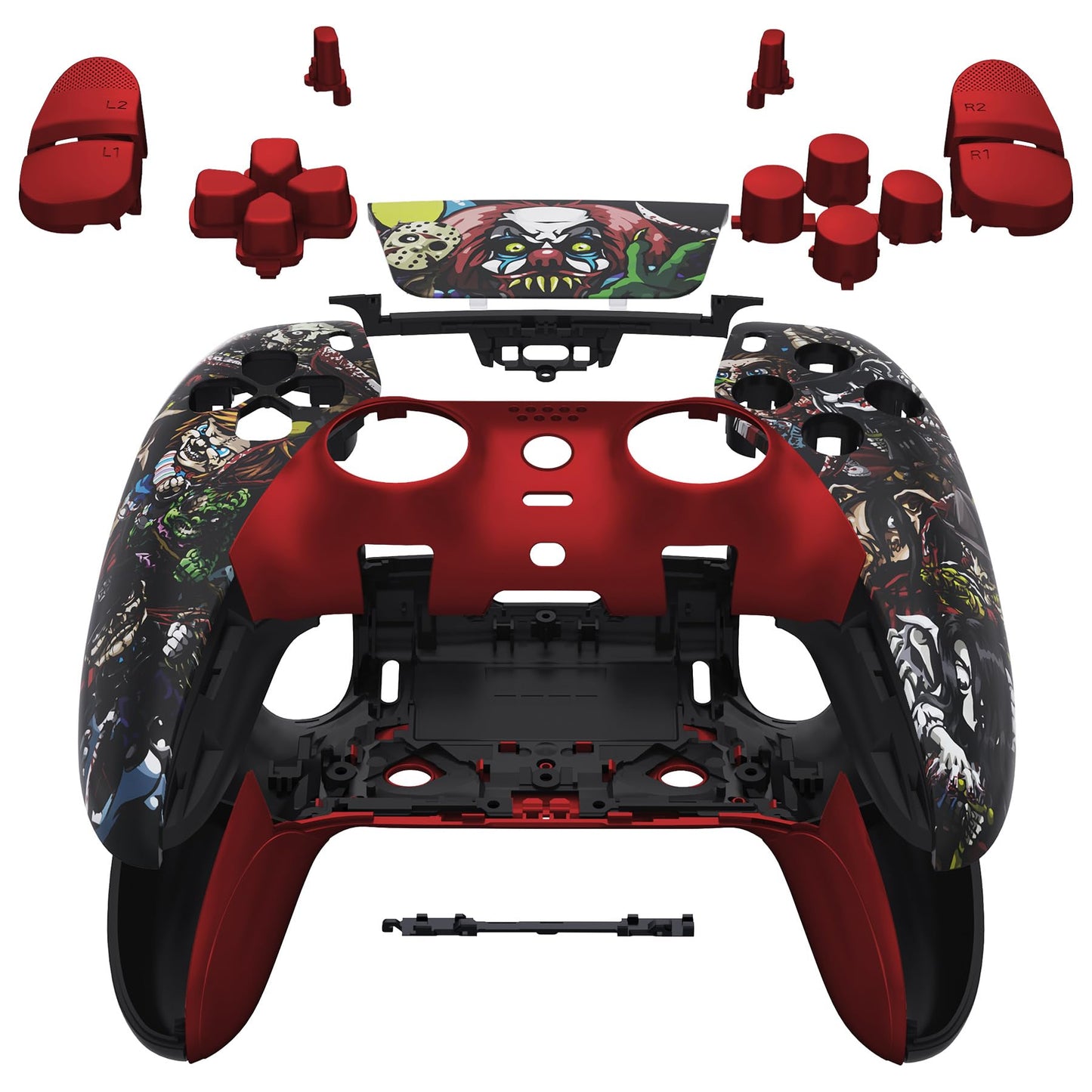 eXtremeRate Full Set Shell with Buttons Touchpad Cover Compatible with ps5 Edge Controller  Scary Party Replacement Decorative Trim Shell Front Back Plates Compatible with ps5 Edge Controller