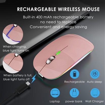 Fonicer Dual Mode Jiggler Mouse - Rechargeable LED Undetectable Mouse for Laptop & Phone, Rose Gold