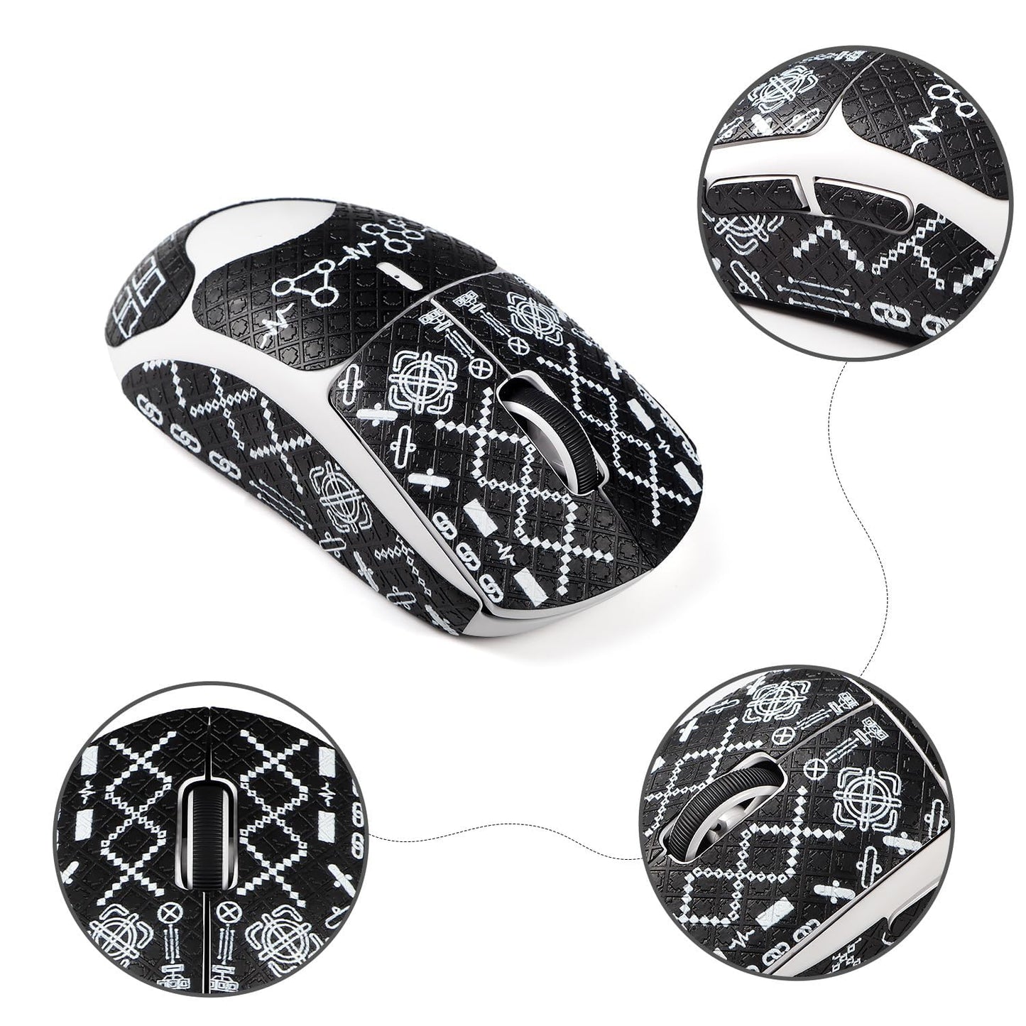 immoenuc Mouse Grip Tape for Logitech G PRO X Superlight - Anti-Slip, Sweat-Resistant, Pre-Cut, Printing Pattern