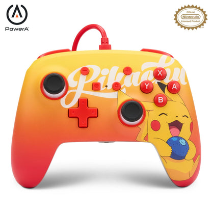 PowerA Enhanced Wired Controller for Nintendo Switch - Oran Berry Pikachu - Model 1522784-01 - Officially Licensed Gamepad