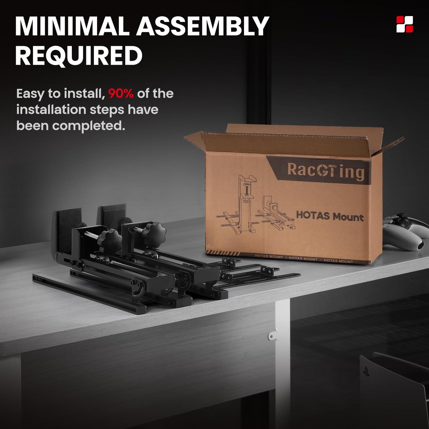 RACGTING Hotas Mount for Logitech X56/X52/X52 Pro & Thrustmaster Joysticks, 2 PCS Black Desk Mount for Flight Simulators