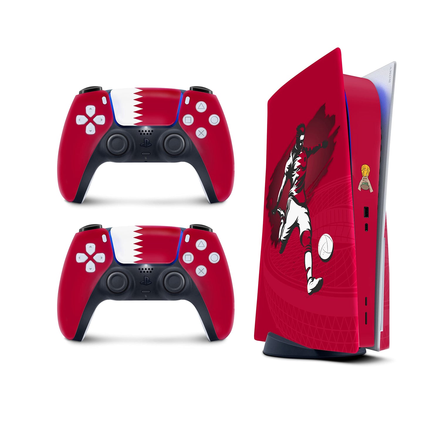 TACKY DESIGN World Cup Stickers 2022 Skin for Playstation 5 Console & 2 Controllers  PS5 Soccer Stickers Skin Vinyl 3M Decal National Teams Stickers Full wrap Cover (Disc Version  Qatar Skin)