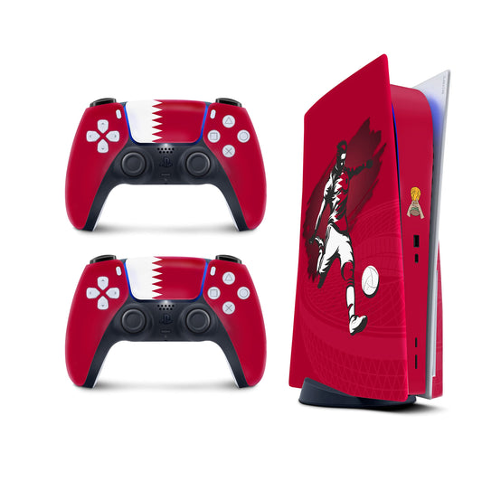 TACKY DESIGN World Cup Stickers 2022 Skin for Playstation 5 Console & 2 Controllers  PS5 Soccer Stickers Skin Vinyl 3M Decal National Teams Stickers Full wrap Cover (Disc Version  Qatar Skin)