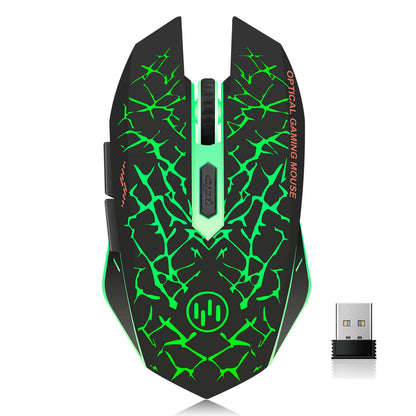VEGCOO C12 Wireless Gaming Mouse, Rechargeable, 2400DPI, Silent Click, Green