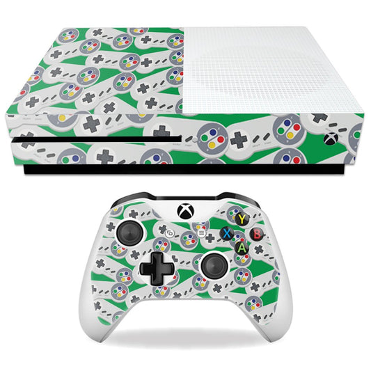 MIGHTY SKINS Xbox One S Skin - Retro Controllers 1 Vinyl Decal Wrap, Durable & Easy to Apply, Made in the USA, Model MIXBONES-Retro Controllers 1