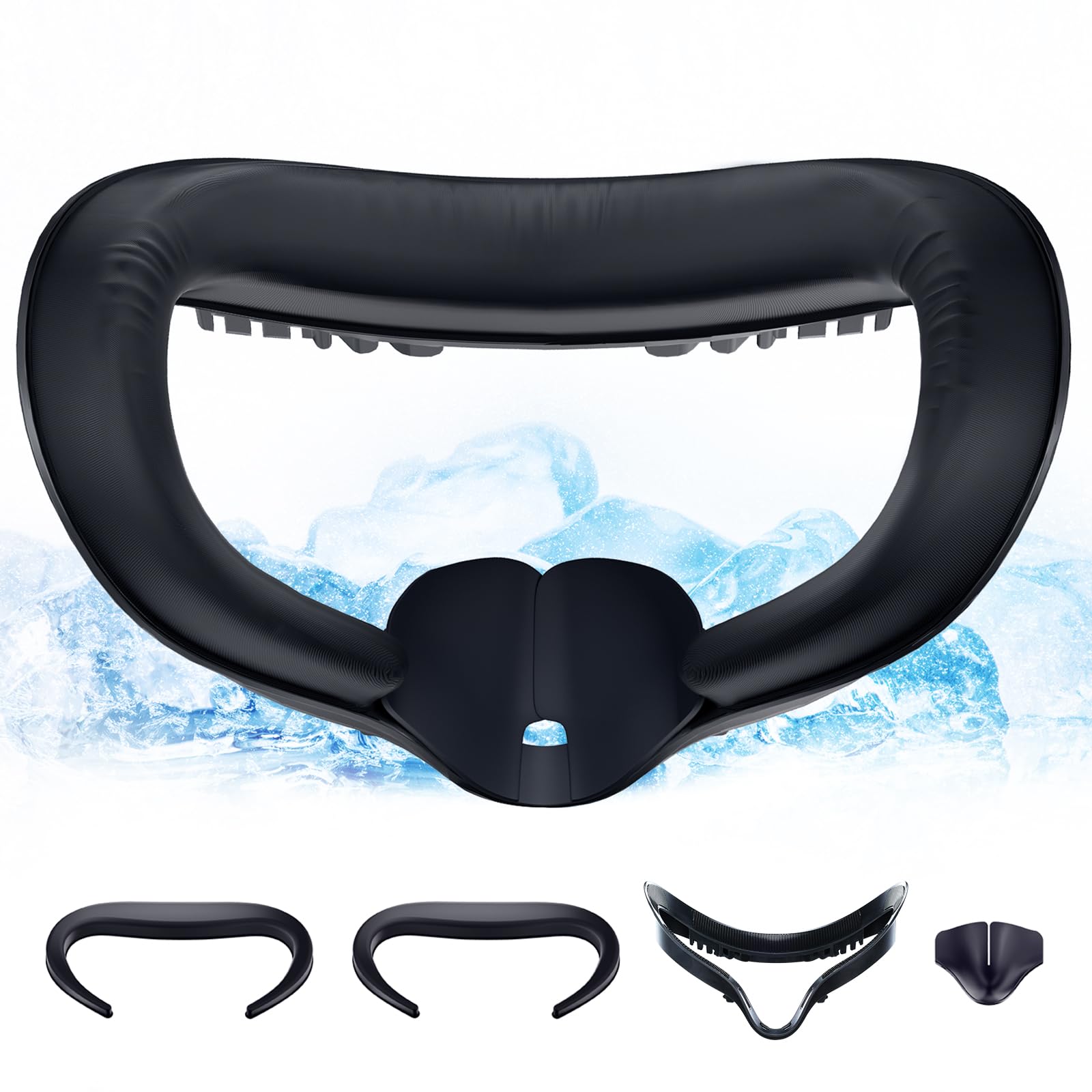 DESTEK Cooling Face Pad Compatible with Oculus Quest 2  Soft & Bouncy Face Cover Replacement (Includes 2 Coushions)  with Sturdy Facial Interface and Secure Light-Blocking Nose Guard