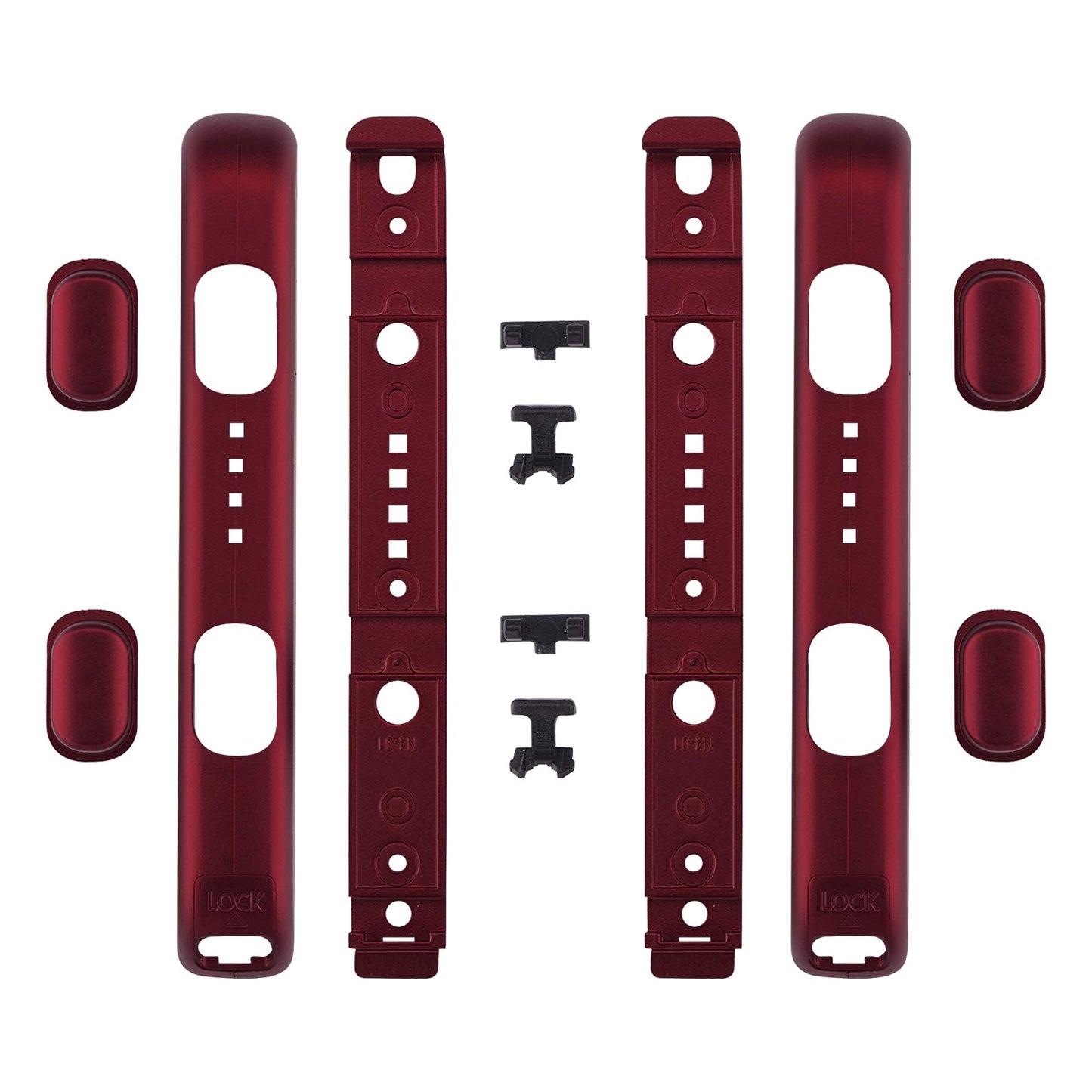 eXtremeRate DIY Replacement Shell for Joycon Strap  Scarlet Red Soft Touch Custom Controller Wrist Strap Housing Buttons for Nintendo Switch & Switch OLED Model - 2 Pack