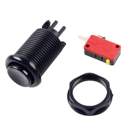 EG STARTS 30mm Arcade Push Button - Switchable Happ Type, Black, Model MS-BUT