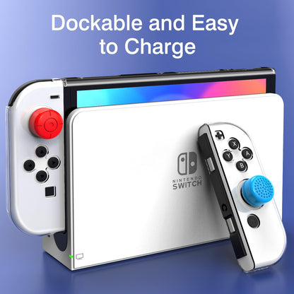 Mooroer Nintendo Switch OLED Case - Dockable Protective Cover with Soft TPU Grip & 6 Thumb Stick Caps, Model NX-oled-pc cover