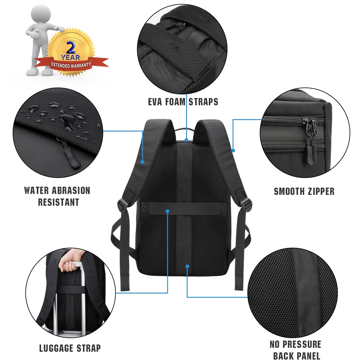 GDNasist PS5 Game Console Backpack - Protective Case for PS5, 15.6” Laptop, Headset, Controller - Black