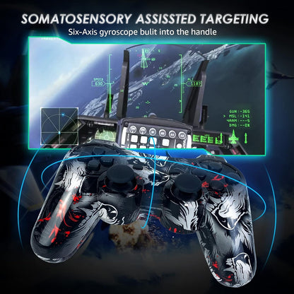 CHENGDAO Wireless PS3 Controller with Double Vibration Motion Control, 1 Pack, Wolf Color