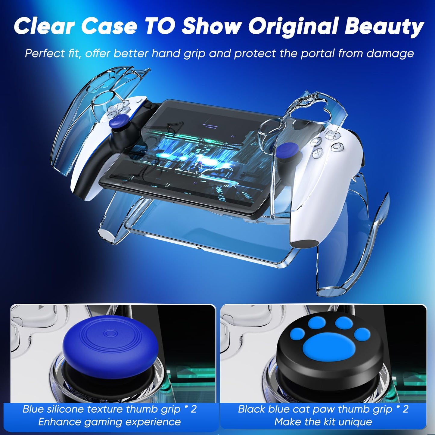 Auarte 12-in-1 Accessories Set for PlayStation Portal, Hard Case, Screen Protectors, Pearl White