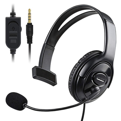 Joso Wired One Ear Headset with Mic, Flexible Mic, Black, Model CO25-1 - Compatible with PS5/PS4/Xbox/Switch/PC/iPad/Mac