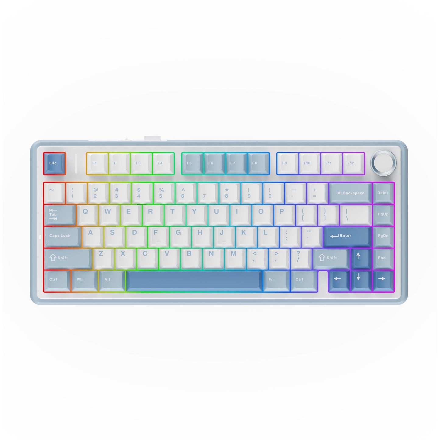 EPOMAKER x Aula F75 Gasket Mechanical Keyboard  75% Wireless Hot Swappable Gaming Keyboard with Five-Layer Padding&Knob  Bluetooth/2.4GHz/USB-C  RGB (Sea Salt Blue  Ice Vein Switch)