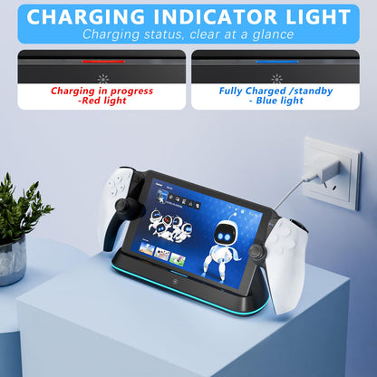 LANCUBE PS Portal Charging Stand Dock - 7 RGB Light Modes, Type-C Cable, Black, Model P3710-black