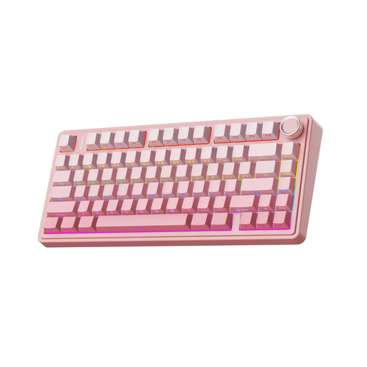 EPOMAKER X Aula F75 75% Wireless Gaming Keyboard  Bluetooth/2.4GHz/USB-C  Hot Swappable Creamy Mechanical Keyboard with 5-Layer Padding&Knob  NKRO  RGB (Pink)