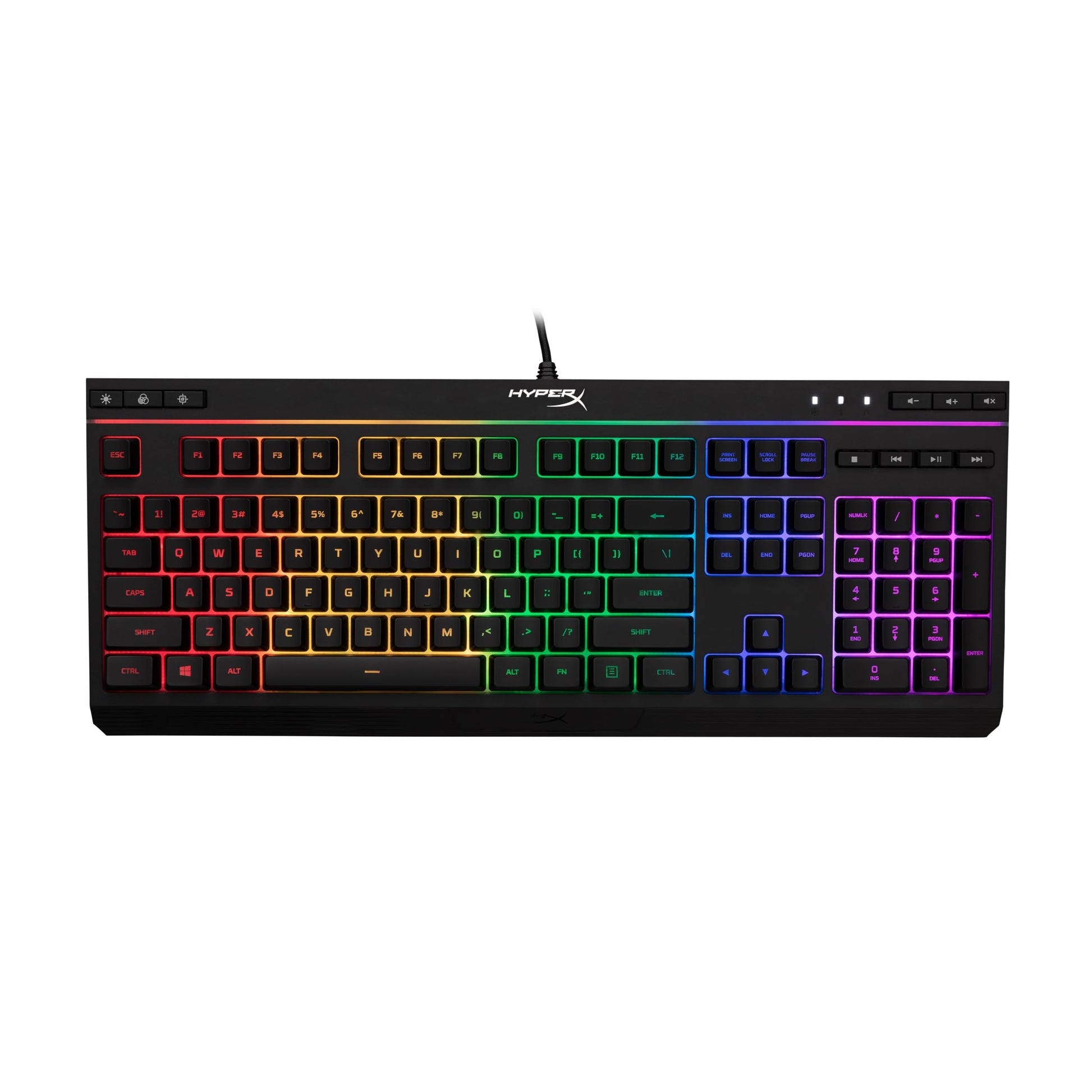 HyperX Alloy Core RGB - Membrane Gaming Keyboard, Comfortable Quiet Silent Keys with RGB LED Lighting Effects, Spill Resistant, 