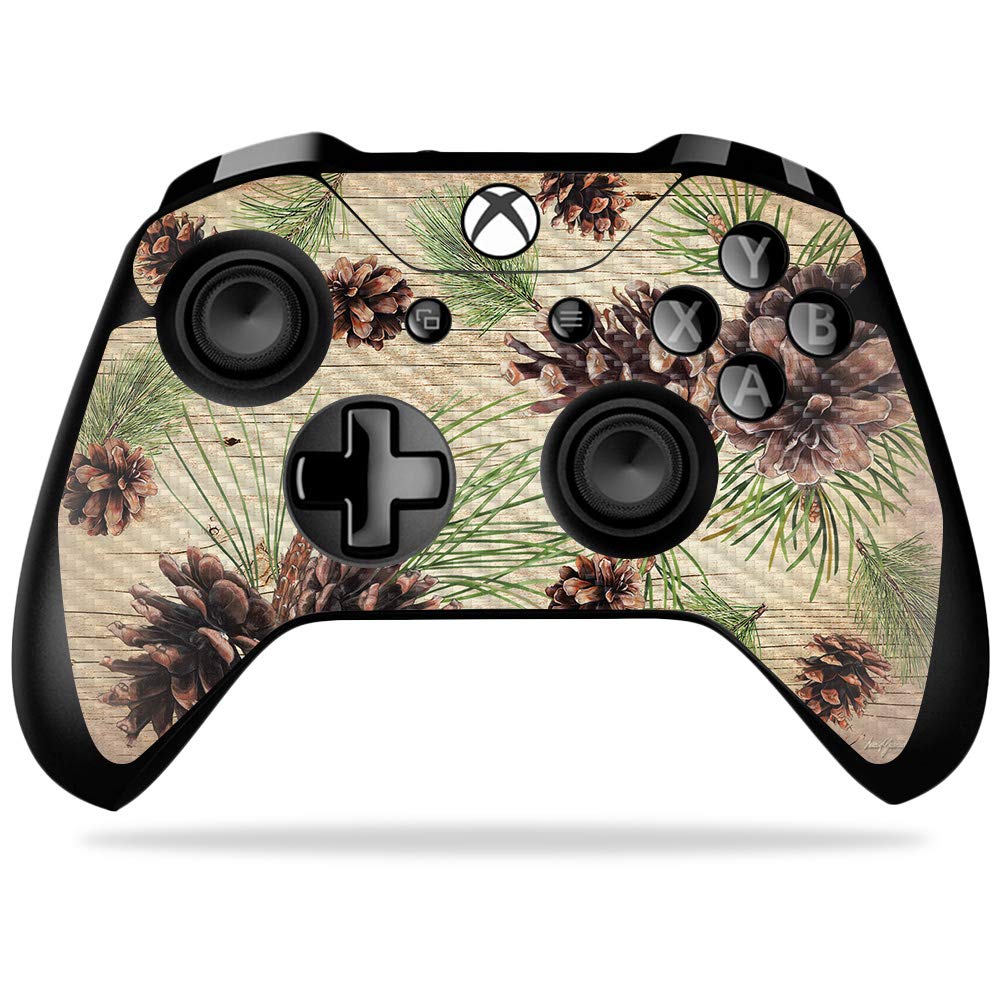 MightySkins Carbon Fiber Skin for Microsoft Xbox One X Controller - Pine Collage | Protective  Durable Textured Carbon Fiber Finish | Easy to Apply  Remove  and Change Styles | Made in The USA