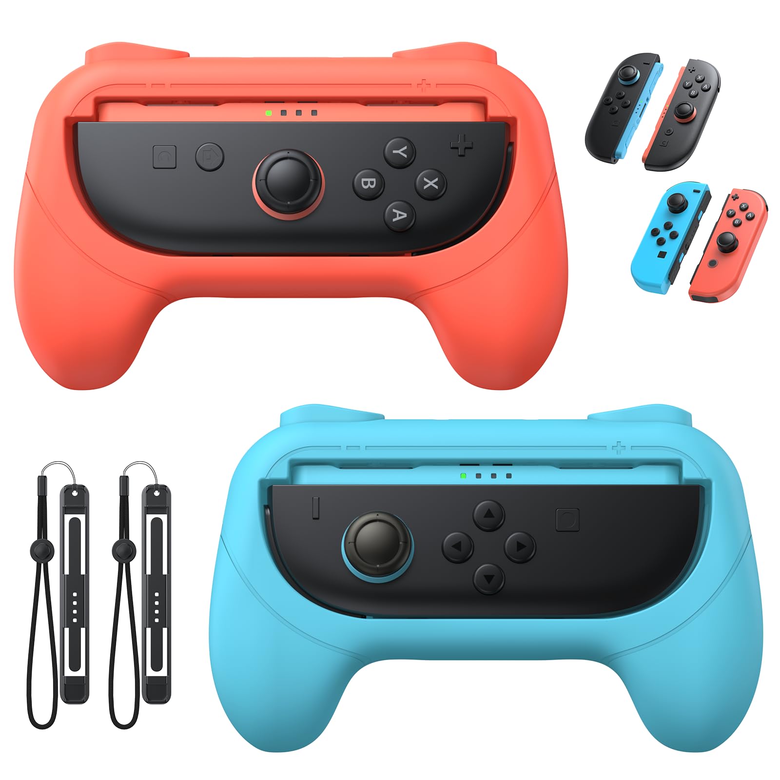 [Switch 1/2 Compatible] FASTSNAIL Grips for Nintendo Switch 2 (2025)/1&OLED for Joy-Con 2  Wear-Resistant & Anti-Slip Controller Grips Handle Kit  Switch 2 Joypad Holder Accessories (Orange Blue)