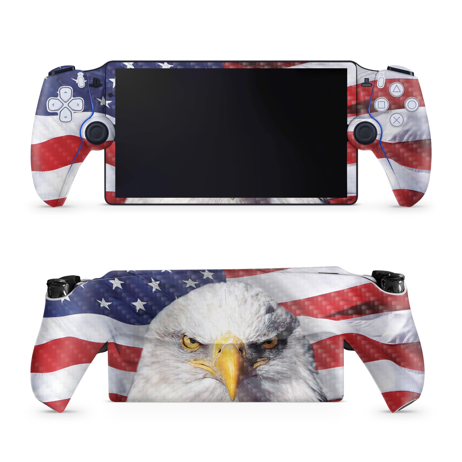 Carbon Fiber Gaming Skin Compatible with PS5 Portal Remote Player - America Strong - fine 3M Vinyl Protective Wrap Decal Cover - Easy to Apply | Crafted in The USA by MightySkins