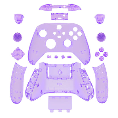 eXtremeRate Full Set Shell Buttons for Xbox Series X & S Controller - Clear Atomic Purple Replacement Grips & Side Rails - Model QX3M505