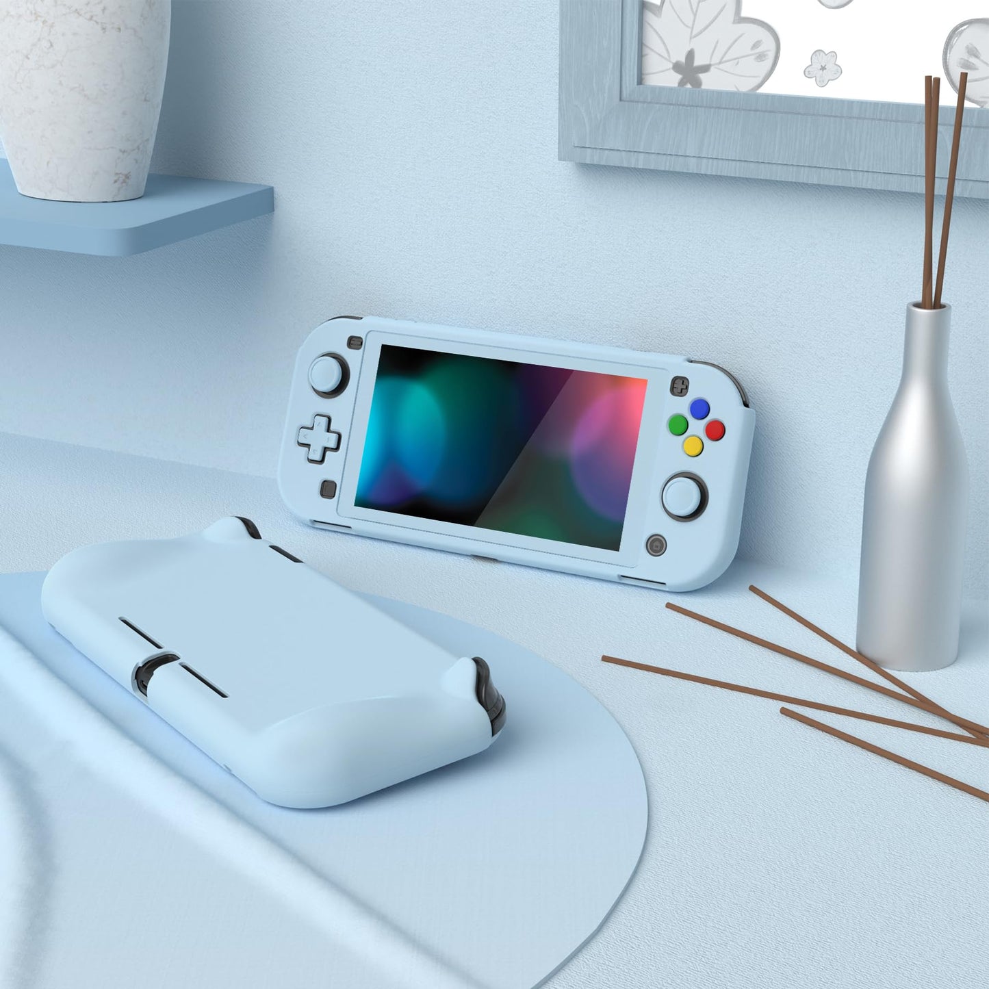 PlayVital ZealProtect Case for Nintendo Switch Lite - Ergonomic Grip, Shock-Absorbent, Anti-Scratch, Heaven Blue, Model PSLYP3018