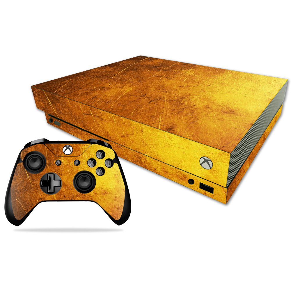 MIGHTY SKINS Xbox One X Skin - Textured Gold Vinyl Decal Wrap, Easy Apply/Remove, Durable Protection, Model MIXBONXCMB-Textured Gold