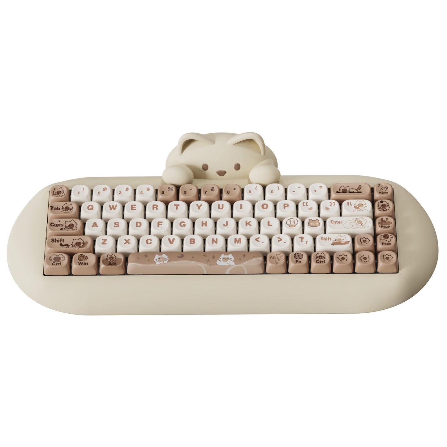 YUNZII C68 Wireless Mechanical Keyboard 65% Layout Hot Swap Triple Mode BT5.0/2.4G/Wired  RGB Backlit NKRO Cute Cat Silicone Ergonomic Design for Win/Mac(Brown  Cocoa Cream V2 Switch)