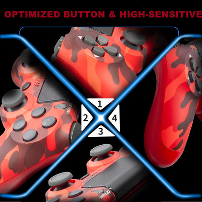 Generic 2 Pack Wireless Controllers for P-4 - Joystick/Gamepad, Camo Blue & Camo Red, Includes Charging Cable
