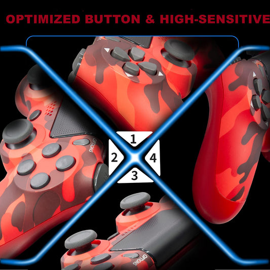 Generic 2 Pack Wireless Controllers for P-4 - Joystick/Gamepad, Camo Blue & Camo Red, Includes Charging Cable