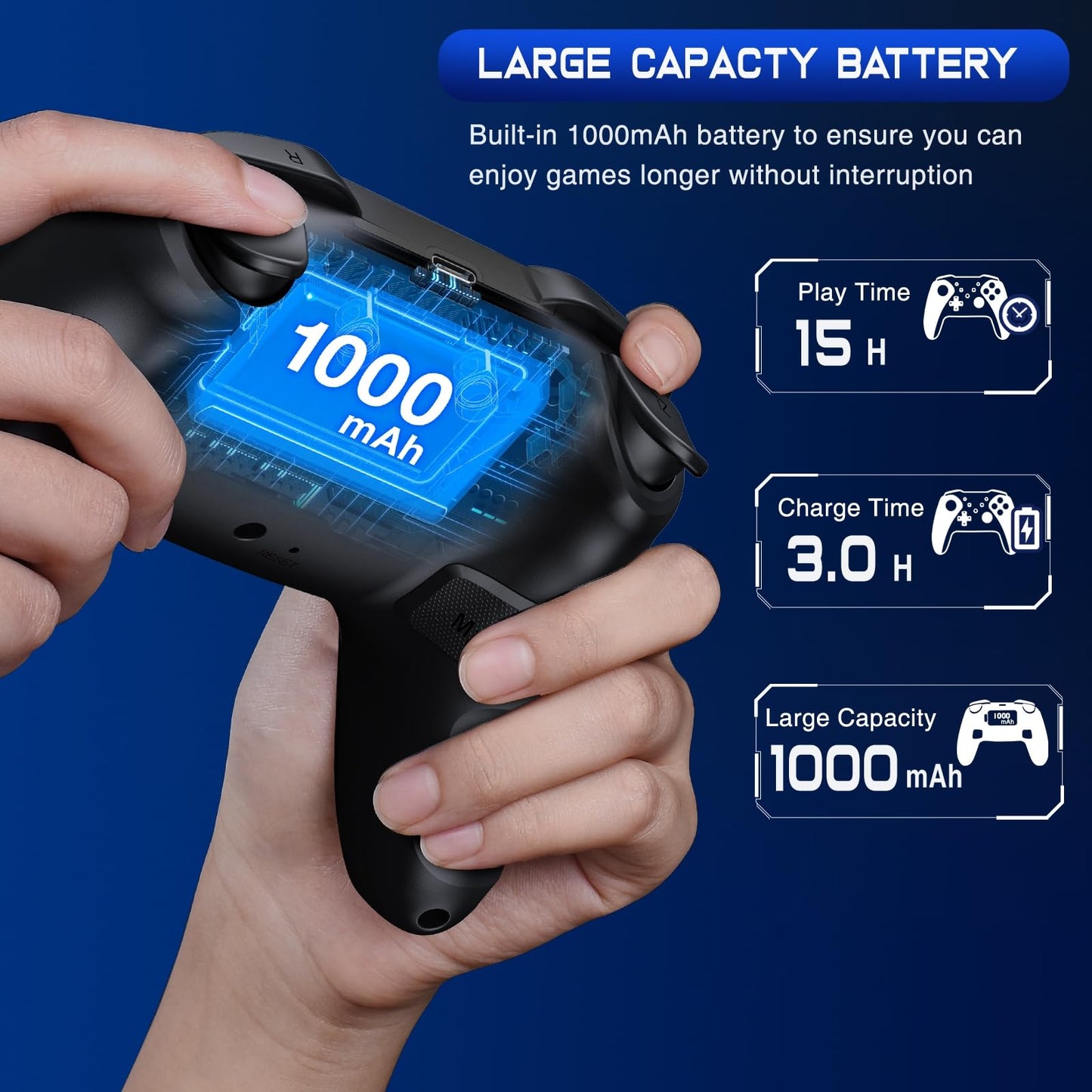 ELISWEEN Wireless Switch Controller for Switch/Lite/OLED - Red+Blue, Pro TURBO with Wake-up Programmable, Compatible with iOS/Android/PC