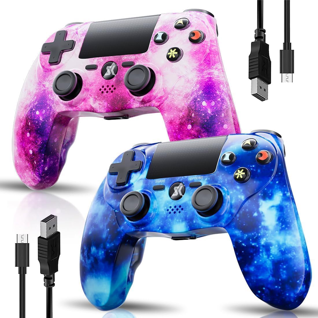 Controller for PS4  Wireless Controller 2 Pack for Sony PlayStation 4/Slim/Pro  Remote Control with 6-Axis Motion Sensor/Double Vibration/Sensitive Touch Pad/Speaker & 3.5mm Audio Jack/800mAh Battery