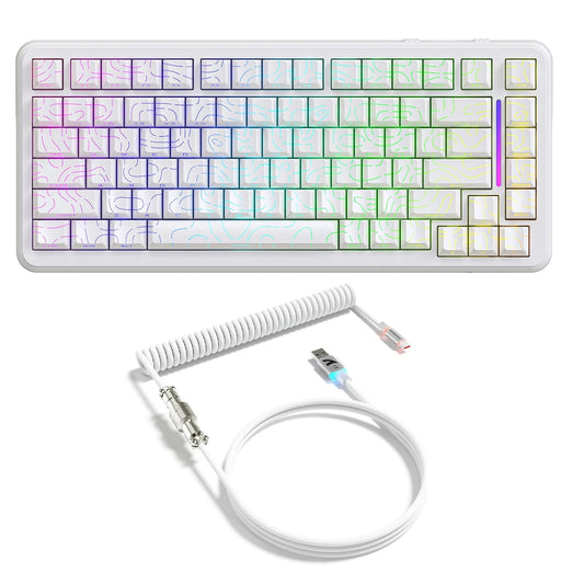 ATTACK shark design X82PRO HE Magnetic Switch Gaming Keyboard 8KHz Adjustable Actuation 5000mAh Battery Tri-Mode Wireless Keyboard with C01Ultra Aviation Cable Cloud/Software Drive for Win/Mac(White Line)