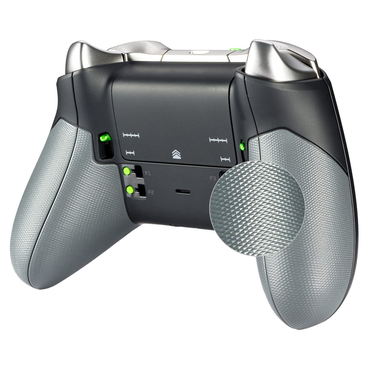 eXtremeRate Gray Rubberized Right Left Side Rails  Replacement Rear Handle Grips  Back Panels Faceplates Kits for Xbox One fine design Controller (Model 1698)