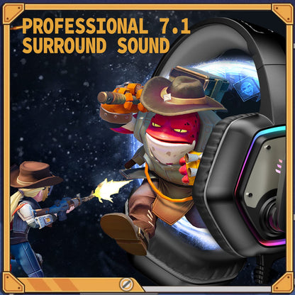 EKSA E1000 Gaming Headset - Noise-Canceling Mic, RGB Light - Compatible with PC, PS4, PS5 - Gray-Sandrock