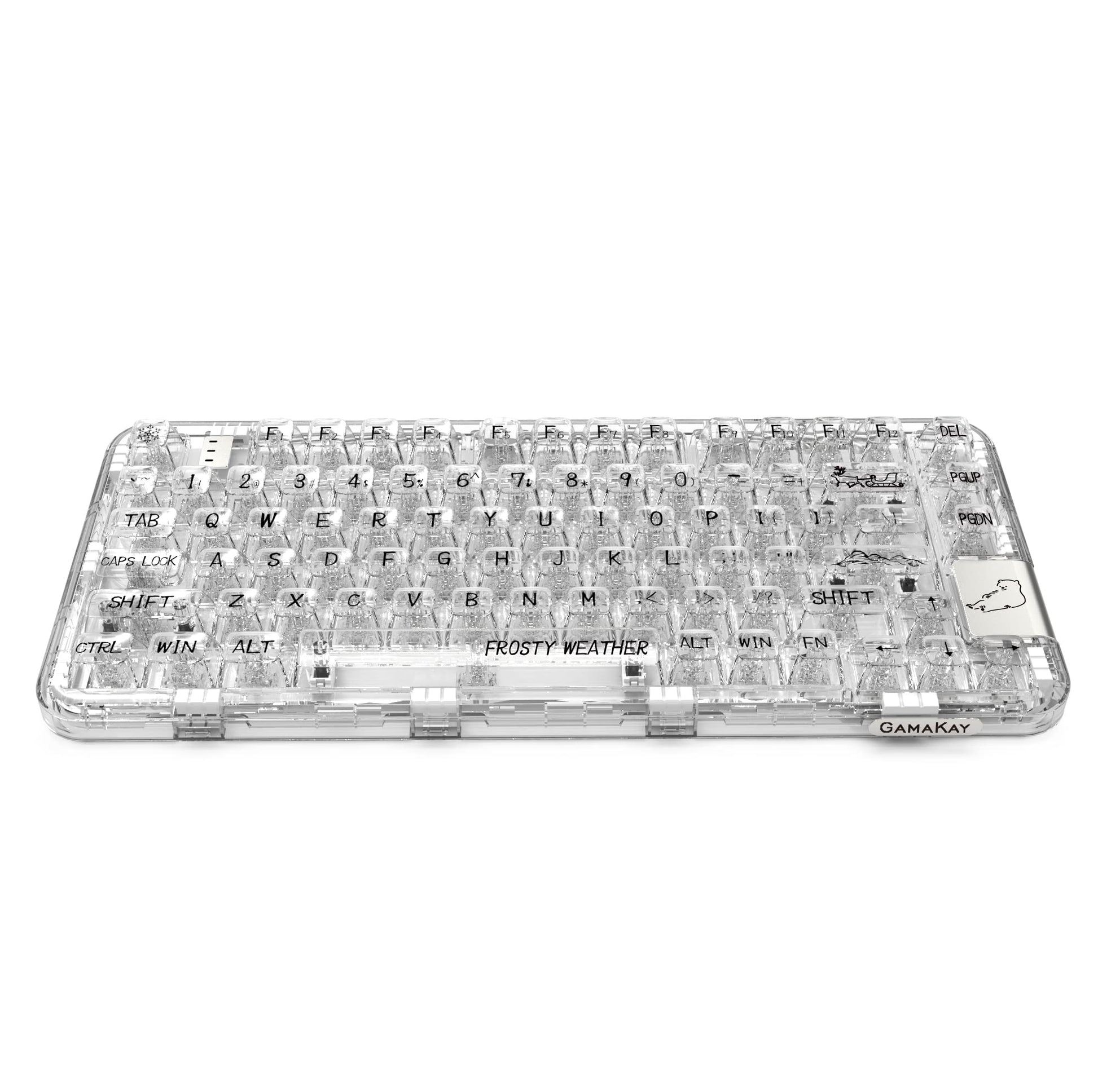 GK GAMAKAY GK75 75% RGB Mechanical Keyboard - Bluetooth/USB-C/2.4GHz, Hot Swap Yellow Switch, Transparent Silver