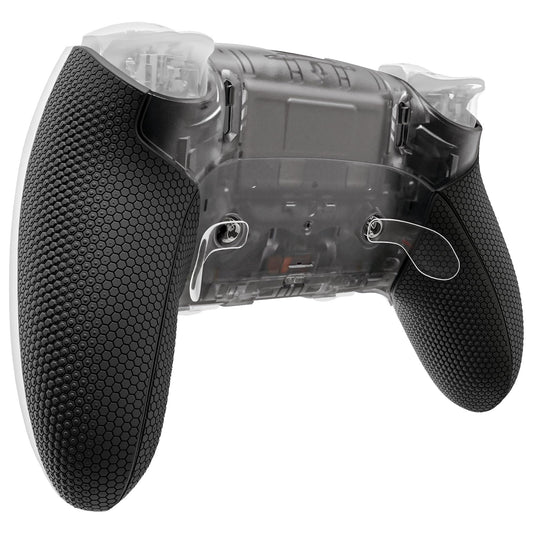 eXtremeRate Beyond-ARC Bottom Shell Kit Compatible with p s 5 Edge Controller with Rubberized Grip  Replacement Front Back Decorative Trim Shell Plates - Clear & Black