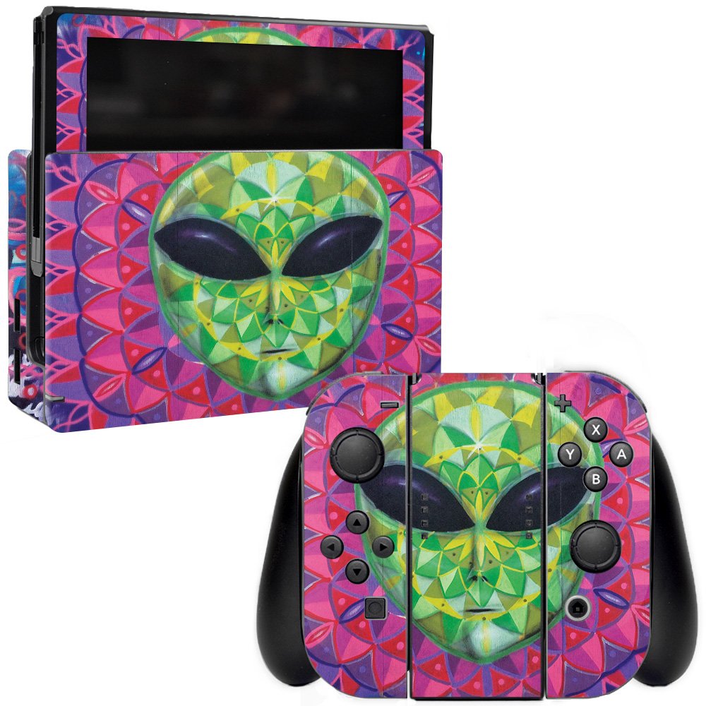 MightySkins Skin Compatible with Nintendo Switch - Geometric Alien | Protective, Durable, and Unique Vinyl Decal wrap Cover | Ea