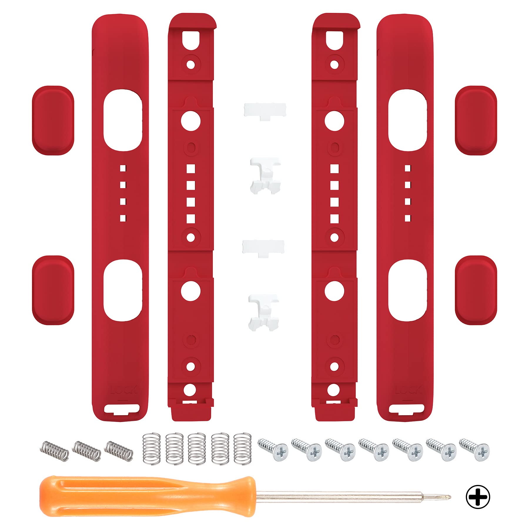 eXtremeRate DIY Replacement Shell for Joycon Strap  Passion Red Soft Touch Custom Controller Wrist Strap Housing Buttons for Nintendo Switch & Switch OLED Model - 2 Pack