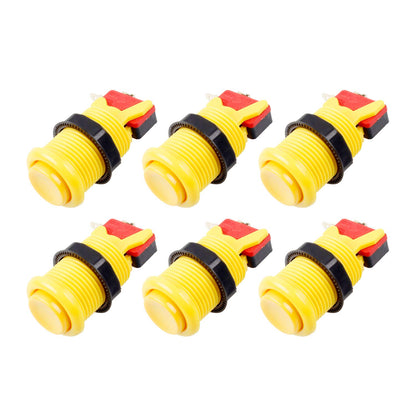 EG STARTS 30mm Arcade Push Button - Yellow Happ Type, Switchable, 3/16 Terminal, Model MS-BUT for Jamma Mame Kits