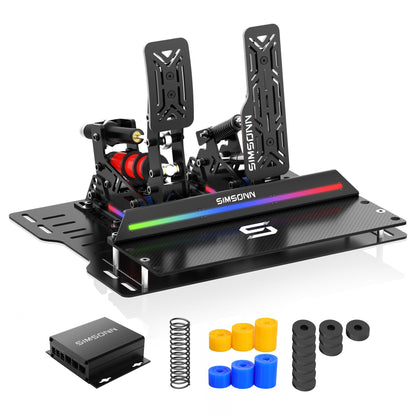 SIMSONN PRO X Sim Racing Pedals - Hydraulic Load Cell, PC Compatible, Model P2-H2-1, Includes Heightening Board
