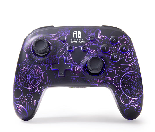 PowerA Enhanced Wireless Controller for Nintendo Switch - Galactic Vortex, RGB Lighting, Rechargeable, Model NSGP0349-01
