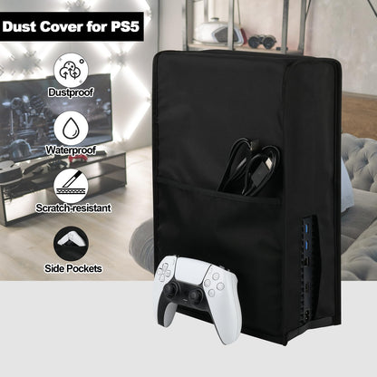 Cosmos PS5 Dust Cover - Anti Scratch & Waterproof Sleeve with Side Pockets, Black, Model GAME-DUST-COVER