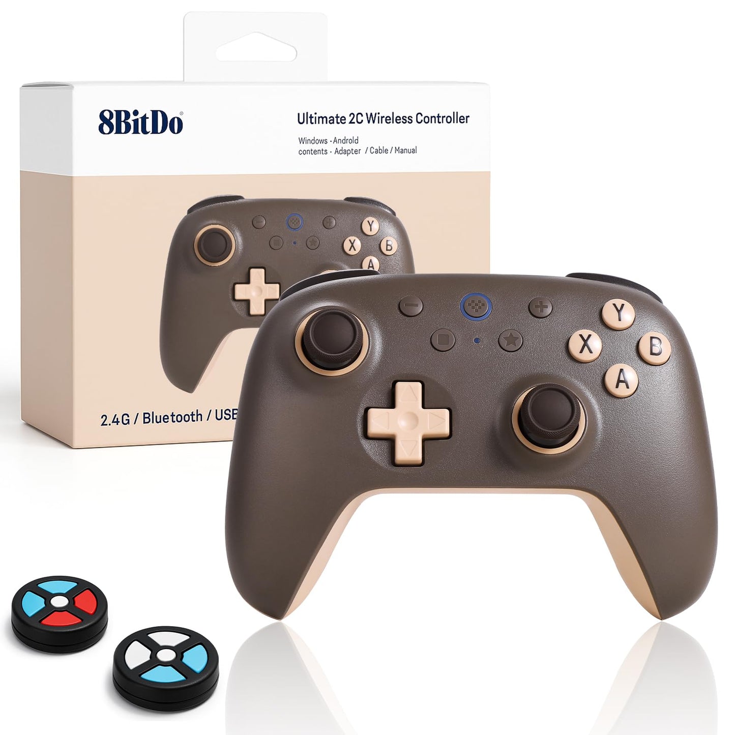 8Bitdo Ultimate 2C Wireless Controller for Windows PC and Android  with 1000 Hz Polling Rate  Hall Effect Joysticks and Triggers  and Remappable L4/R4 Bumpers(Special Edition) (Brownie)