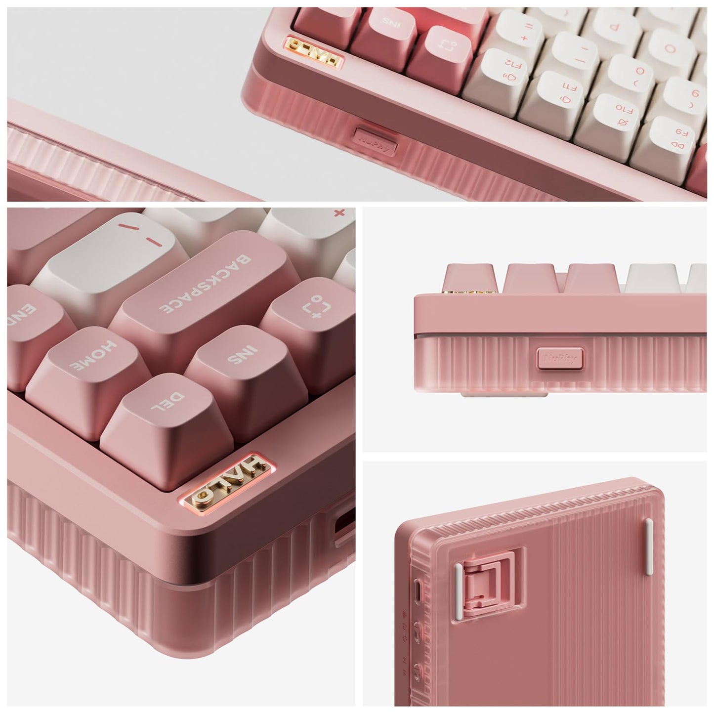 nuphy Halo75 V2 Mechanical Gaming Keyboard - 75% Wireless, Hot Swappable, RGB Backlit, Silent Red Clear-Top Switch, Pink