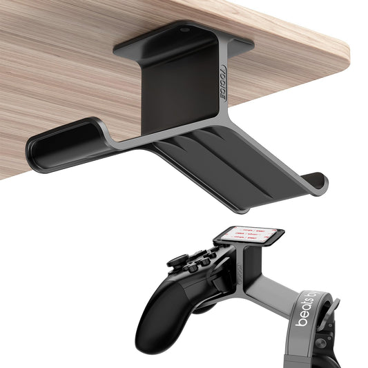 Yocice Controller Holder & Headphone Stand, Under Desk Design, Strong Double Sided Tape, Compatible with Xbox ONE, PS5, PS4, PC, Black