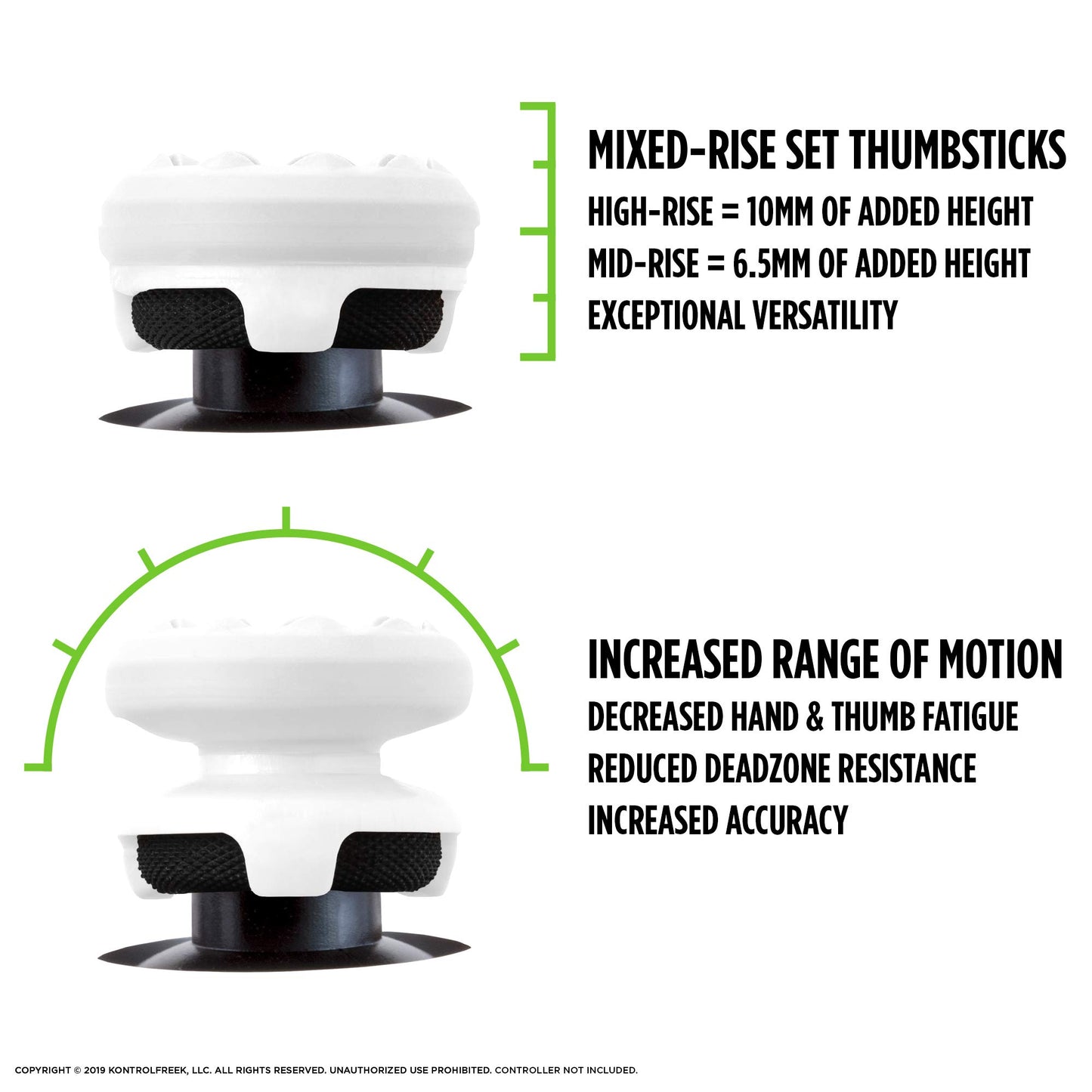 KontrolFreek FPS Freek Galaxy White Thumbsticks for Xbox One/Series X - 1 High-Rise, 1 Mid-Rise, White, Model 2807-XB1 W/W