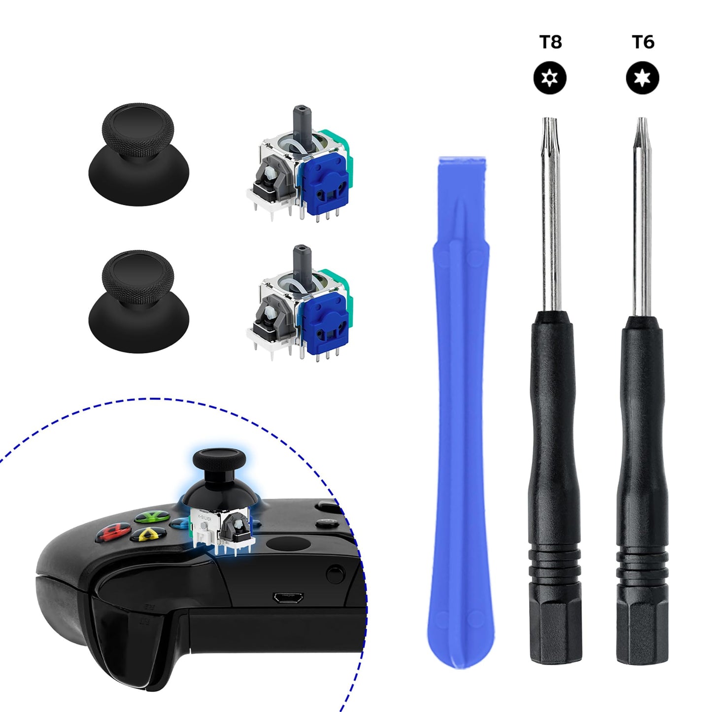 Mcbazel Hall Effect Joystick Replacement Compatible with Xbox Series X&S/ One/ One X/ One S, 3D Analog Sensor Module Thumb Stick
