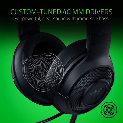 Razer Kraken X Lite Gaming Headset - Lightweight 1.3 oz - Black - Durable Plastic - Model RZ.AU.KR.08.RT