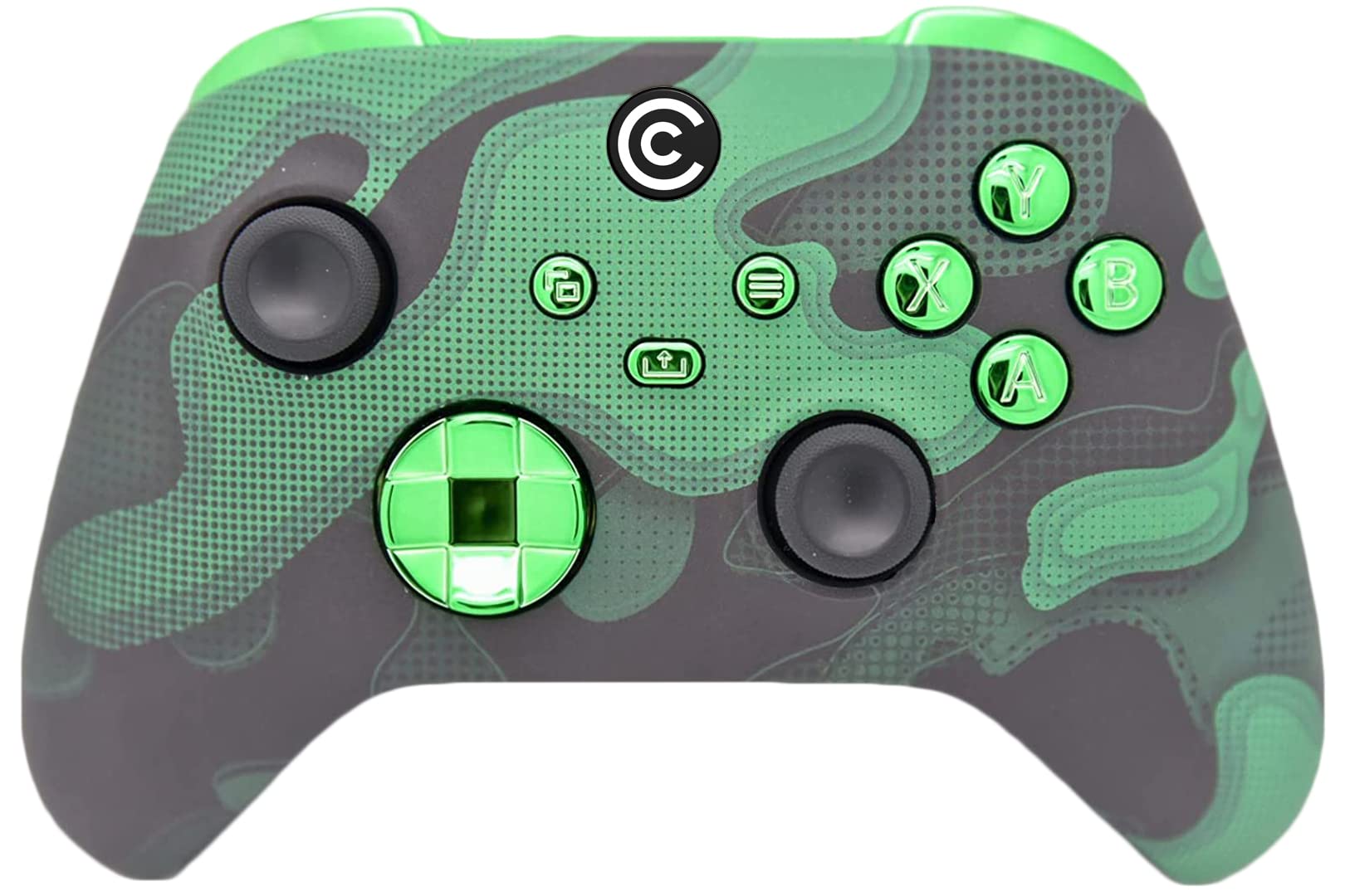 Custom Controllerzz Wireless Controller for PC & Xbox - Green Camo with Green Chrome Inserts